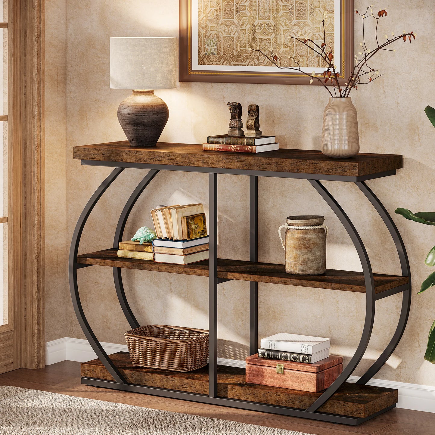 Tribesigns Industrial Console Table Three Tier Entryway