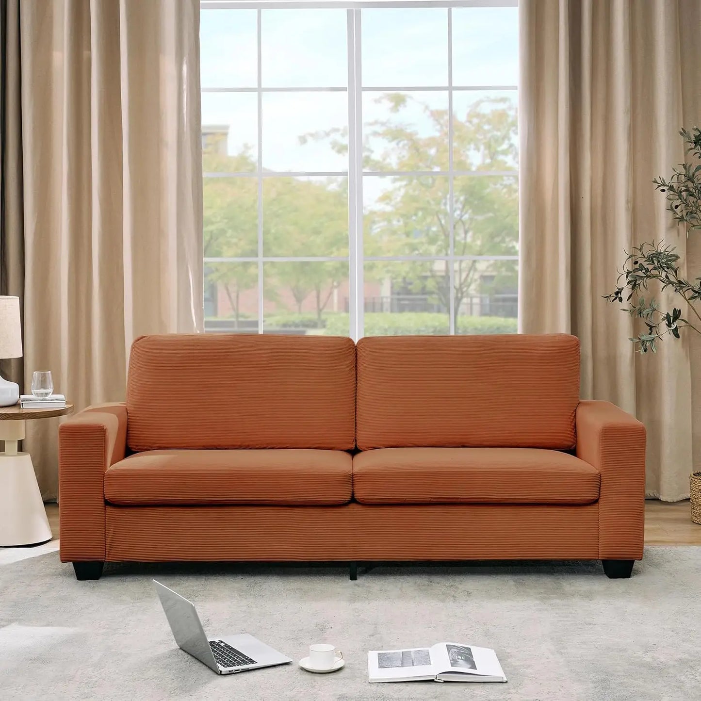 Studyset Corduroy Loveseat Sofa For Living Room Comfort