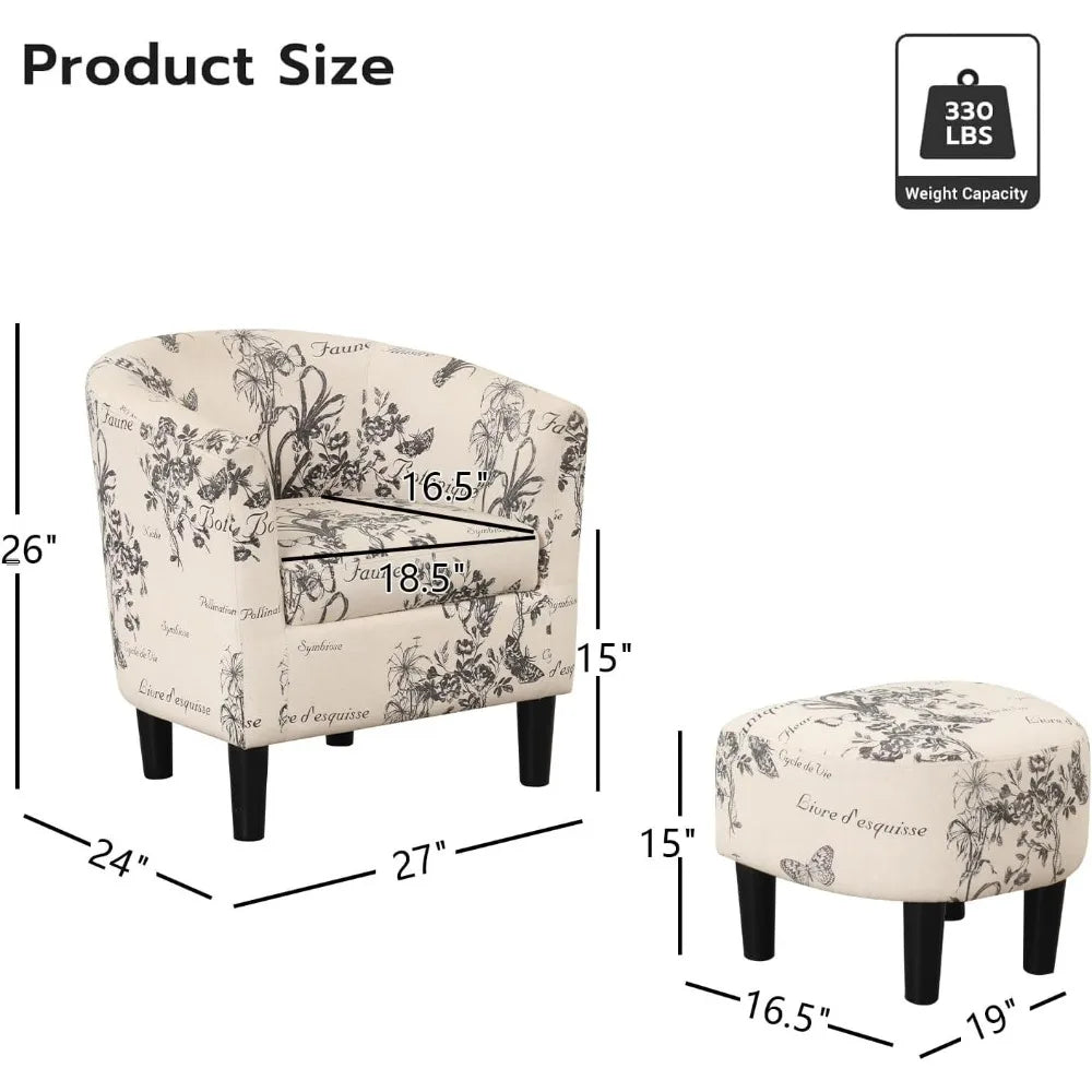 Ticify Modern Accent Chair With Ottoman For Small Rooms