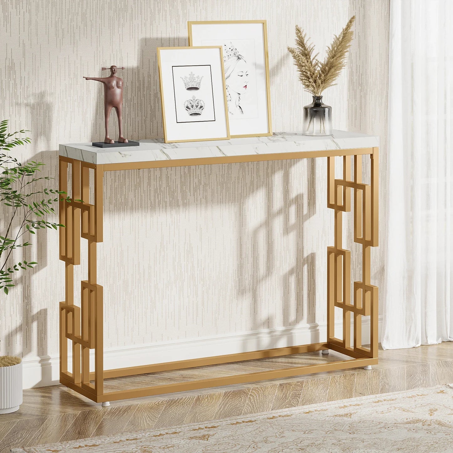 Tribesigns Modern Console Table Faux Marble Top For Home