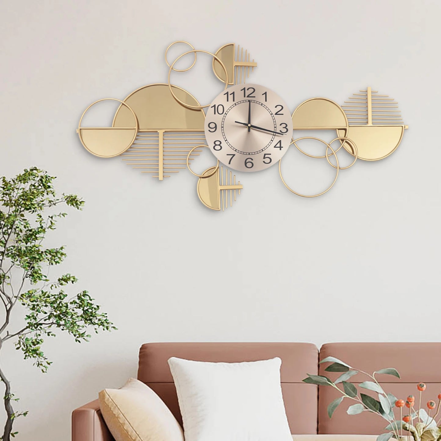 Modern Geometric Wall Clock Silent Battery Operated Artwork