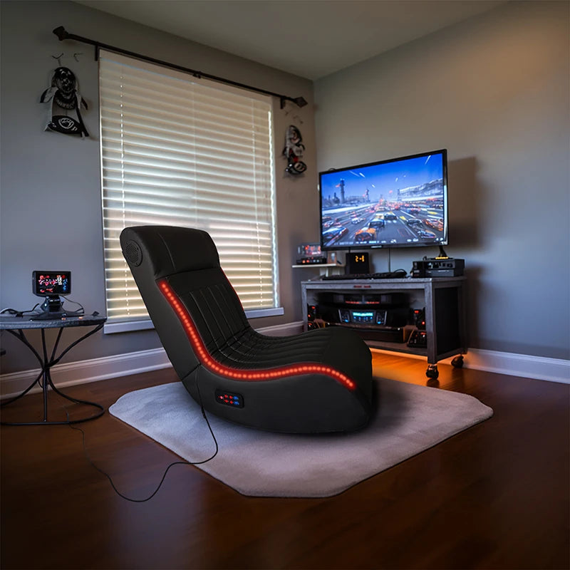 Foldable Gaming Chair With Onboard Speakers LED Strip Lighting USB Charging