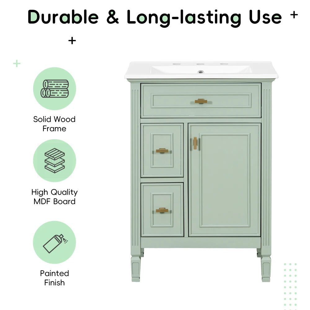 Bathroom Vanity Sink Cabinet With Drawers And Adjustable Shelf