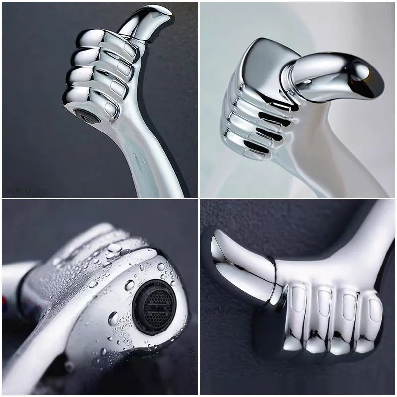 WJNMONE Modern Single Hole Deck Mounted Brass Bathroom Sink Faucet