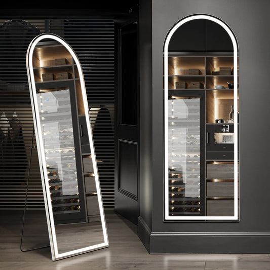 JHK 60 Inch LED Dimming Full Length Mirror with Aluminum Frame for Living Room
