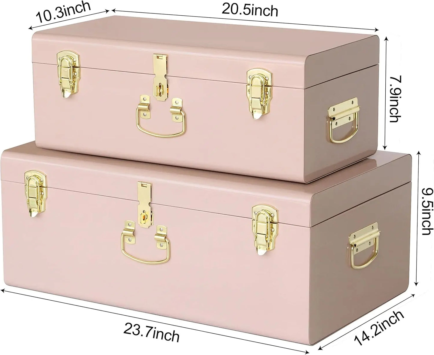 XMSJ Decorative Metal Box Storage Trunks Set Of Two