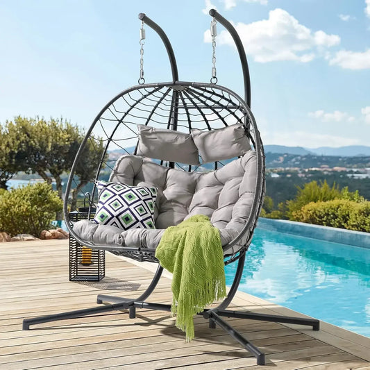 XMSJ Egg Swing Chair With Stand For Indoor Outdoor