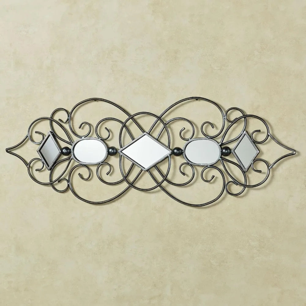 Abstract Scrollwork Mirrored Metal Wall Art Decorative Hanging Mirror