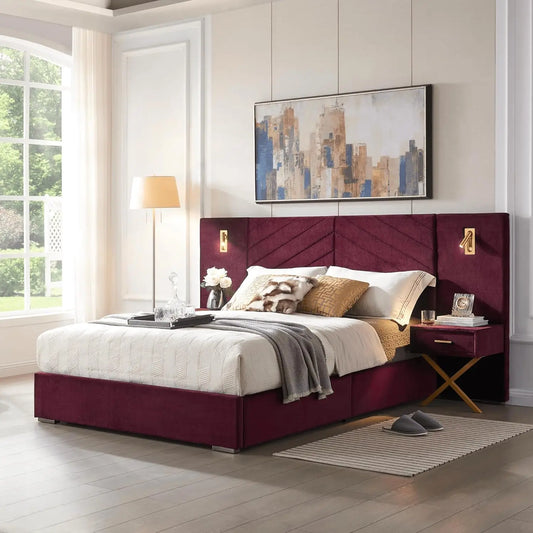 Diggera Bed Frame With Integrated Nightstands And Illuminated Headboard