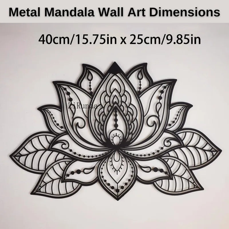 Bohemian Black Mandala Iron Wall Art Zen Meditation Yoga Decor