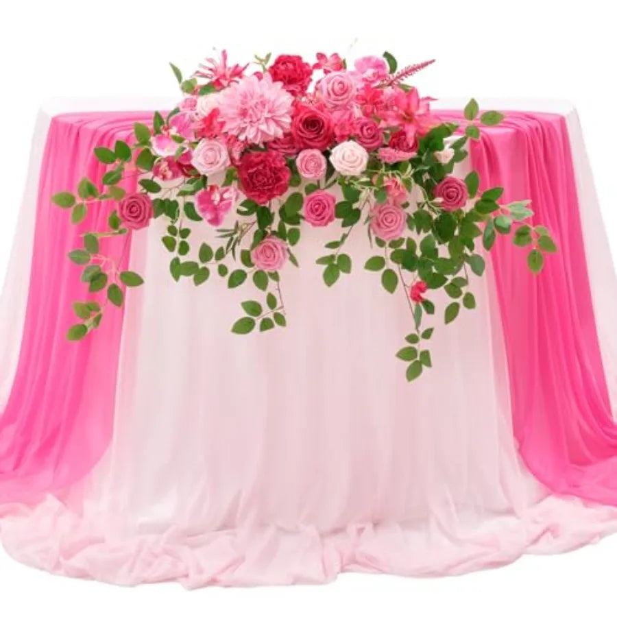 Artificial Sweetheart Flower Swag Table Linen Set For Weddings