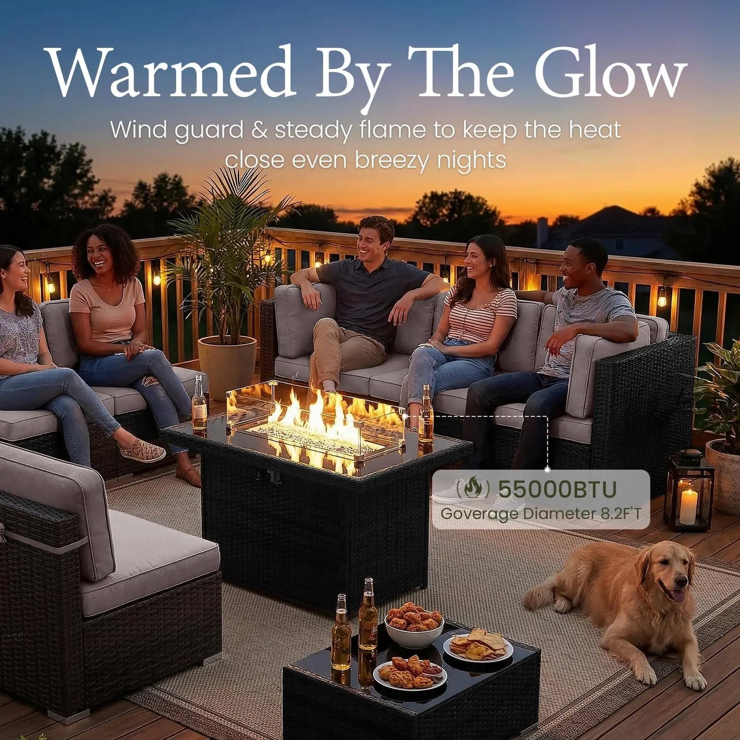 Patio Furniture Set With Fire Pit Table And Wicker