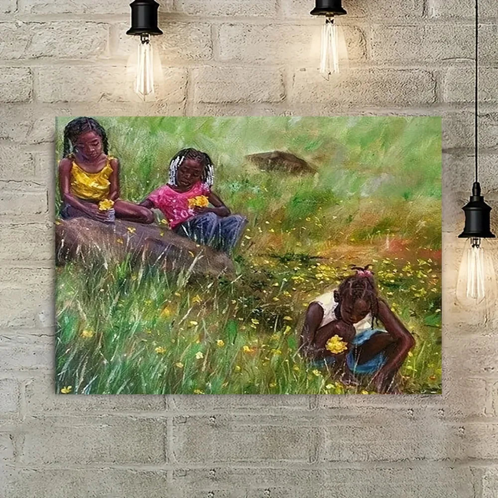 1.5 Inch Thick Pine Frame African Girl Canvas Print for Home Decor
