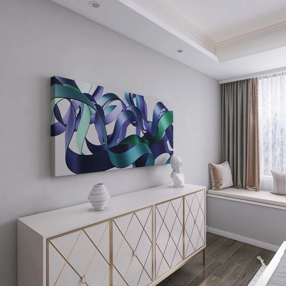 Abstract Wire Canvas Wall Art with Pine Frame for Living Room Bedroom Hallway