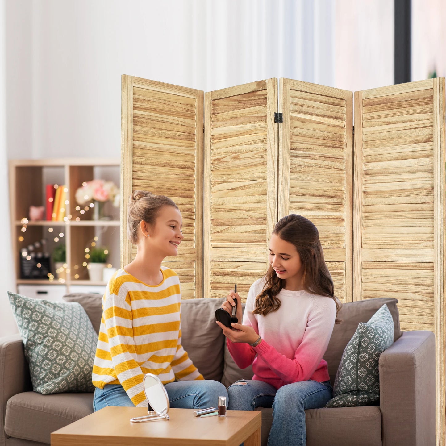 Wooden 6 Panel Room Divider Freestanding Privacy Screen