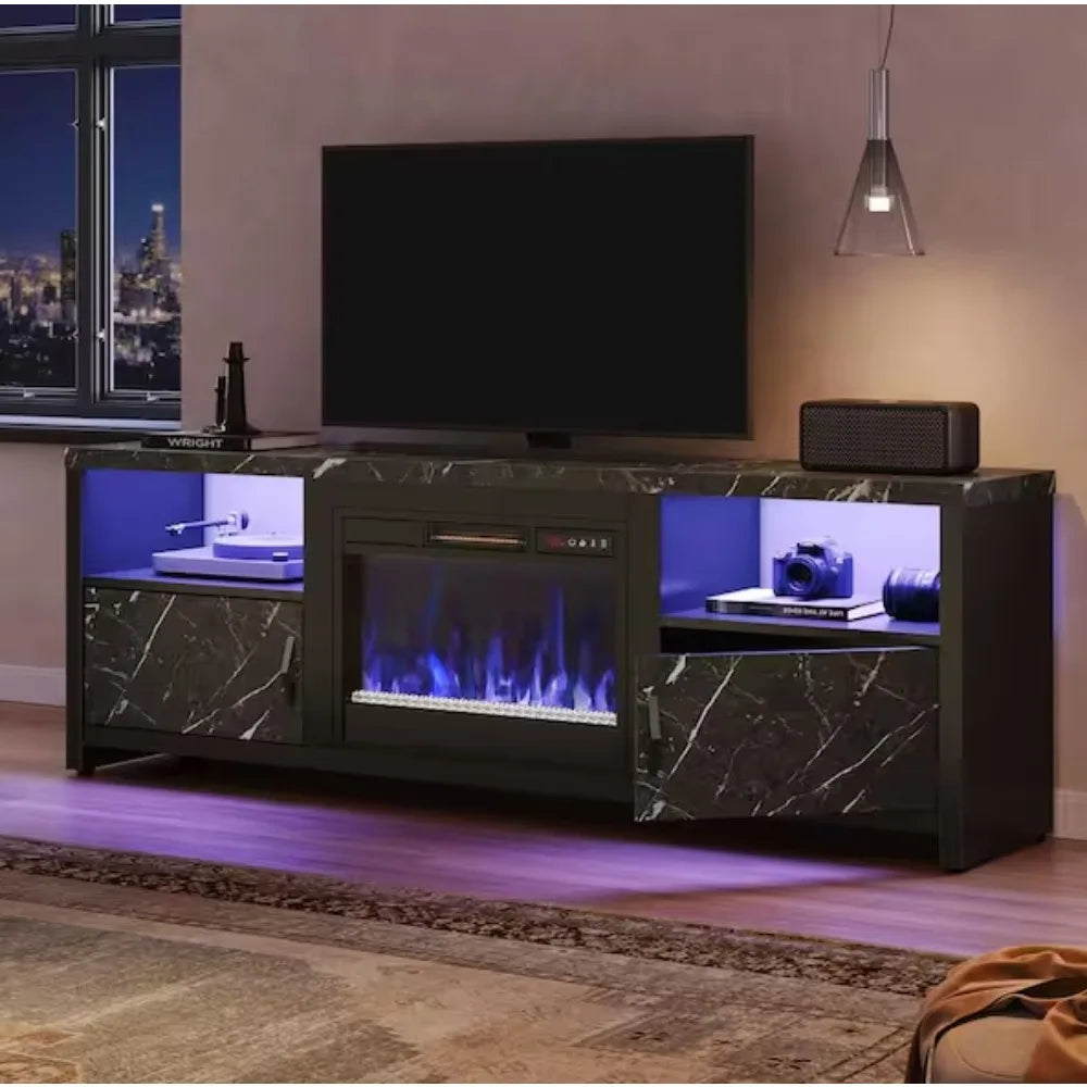 Hign-concerned LED TV Stand With Fireplace And Cabinets