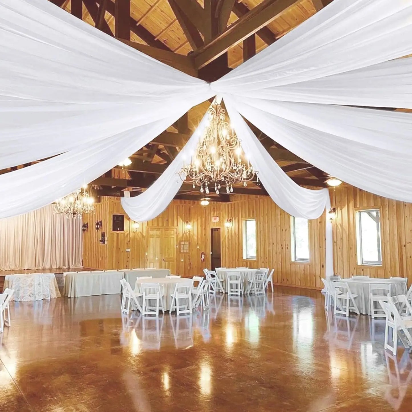 Hign-concerned Chiffon Ceiling Drapes Wedding Arch Draping