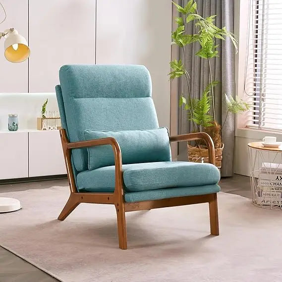 Mid Century Modern Accent Chair with Pillow Upholstered Lounge Armchair
