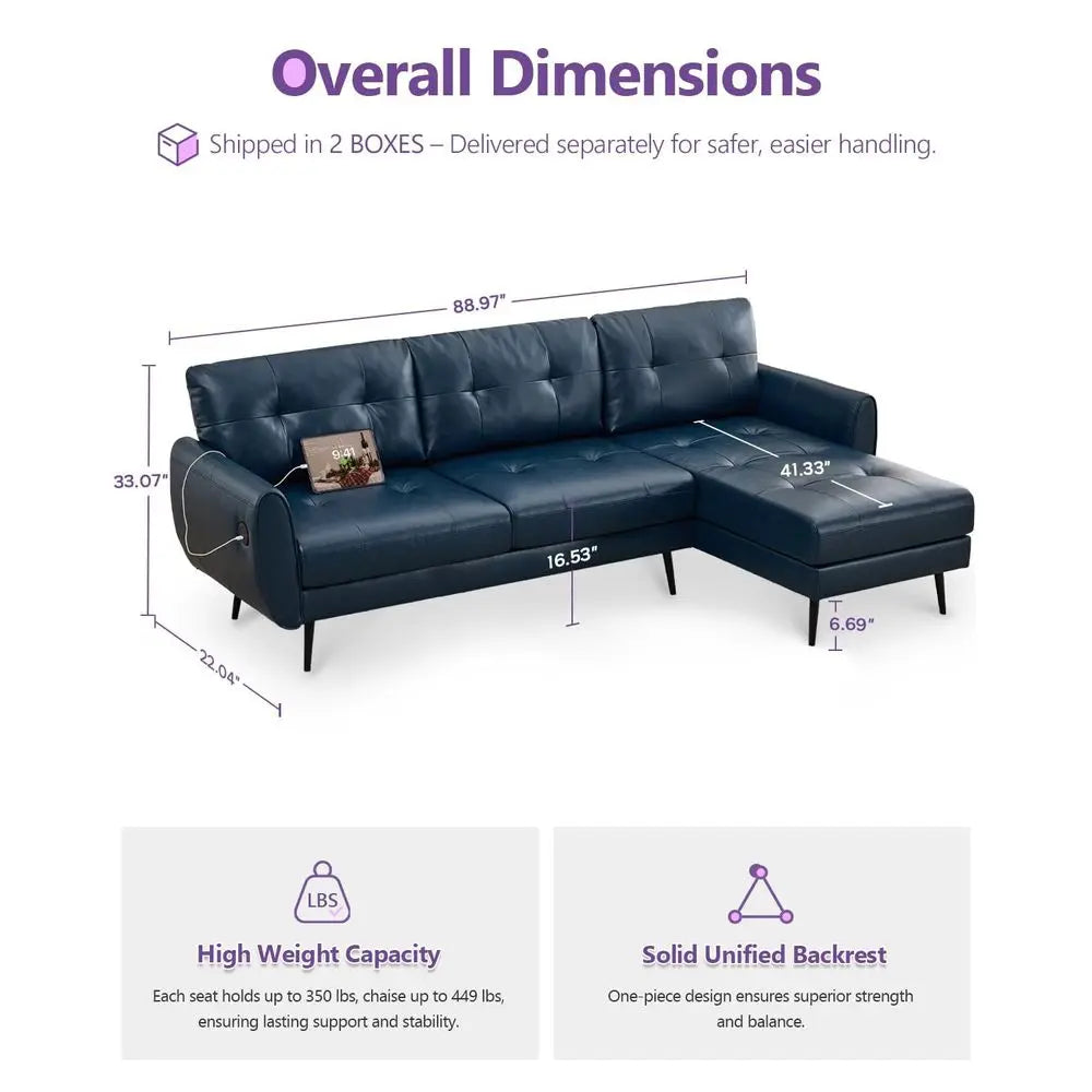 Faux Leather Manual Reclining Sofa With Cup Holders