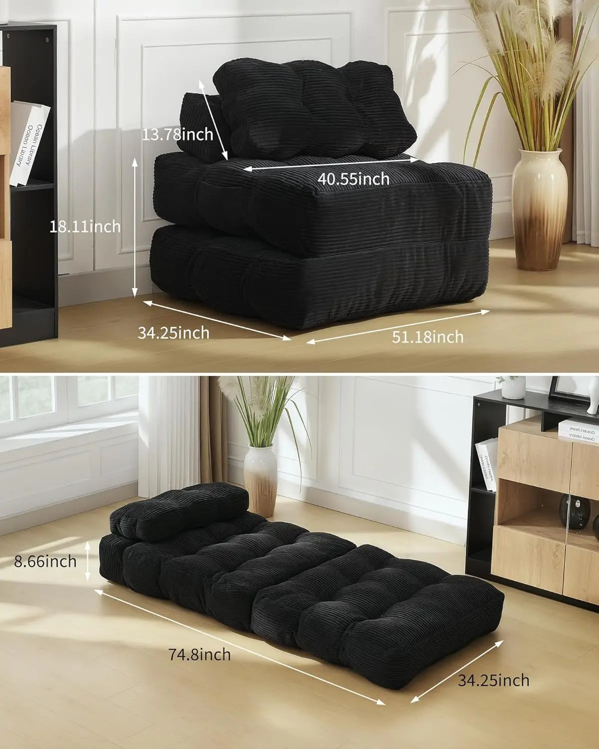 HiMISS Folding Sofa Bed With Back Support Living Room