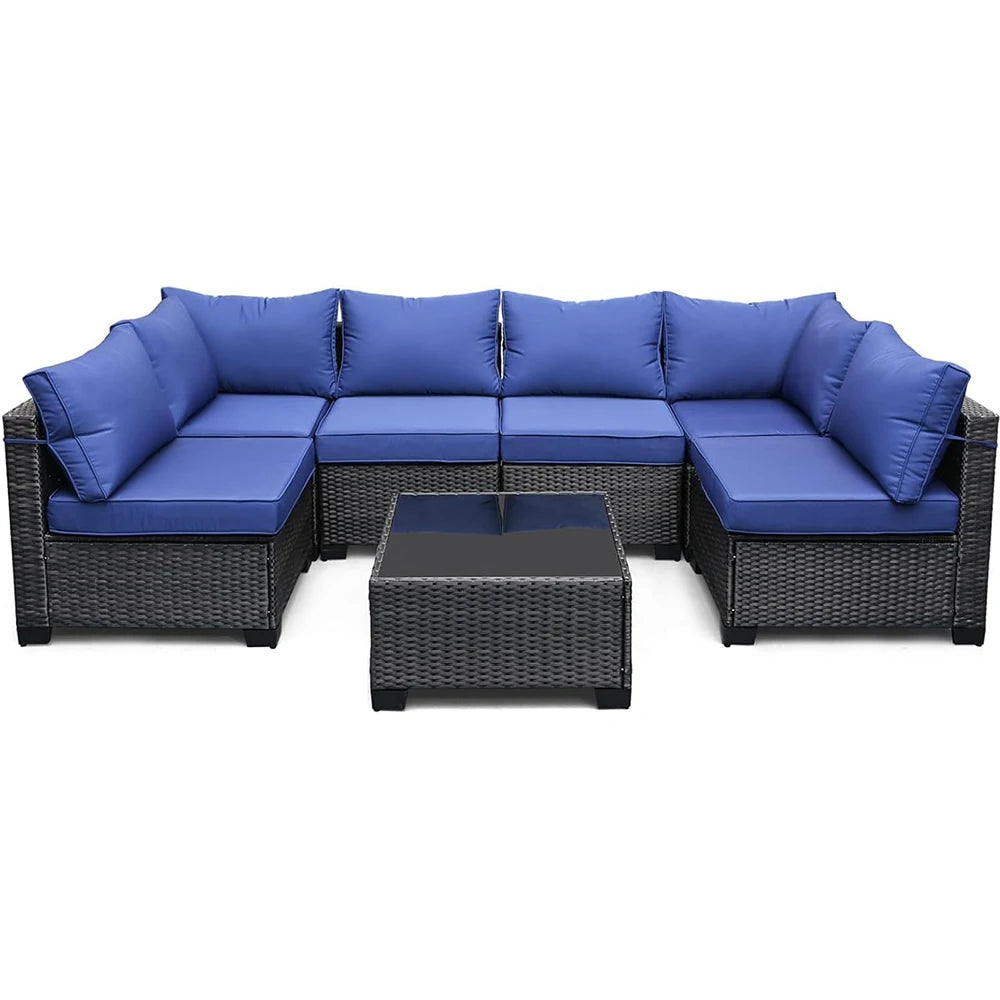 HiMISS 7 Piece PE Rattan Patio Set