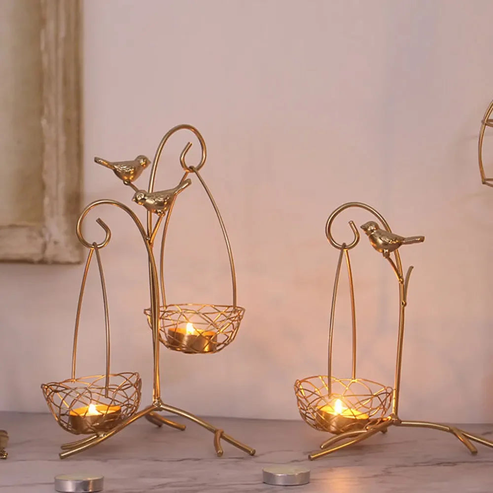 Wrought Iron Bird Candle Holders Centerpiece Wedding Decor