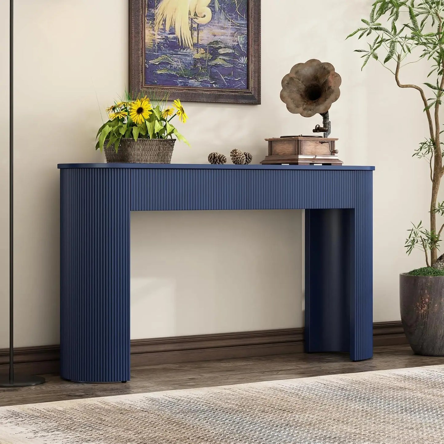 ZHENDAI Elegant Entryway Console Table With Fluted Design