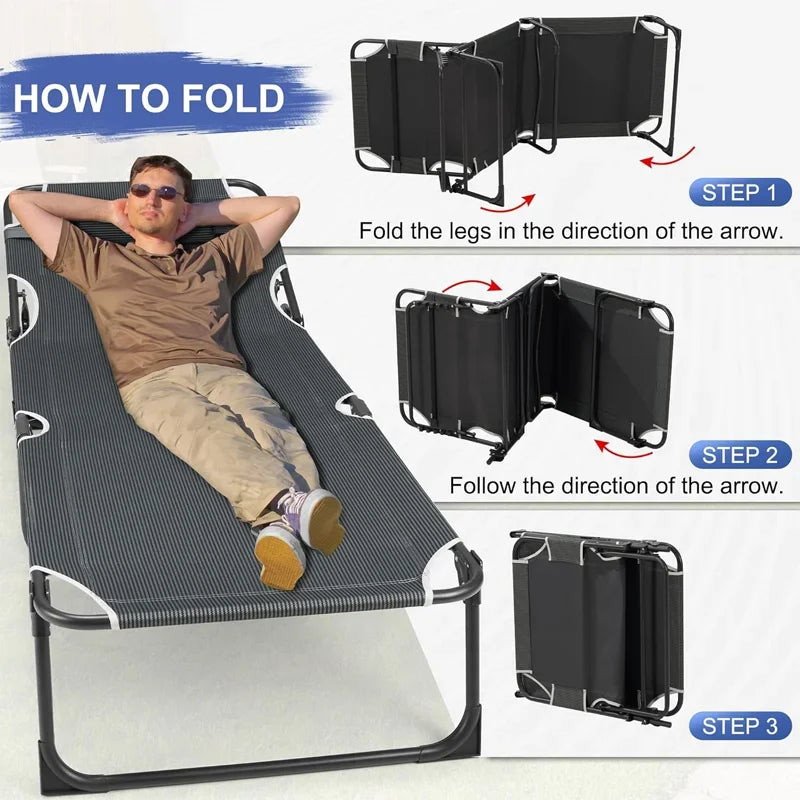 Portable Camping Cot with Mattress 4-Position Folding Bed Supports 330lbs