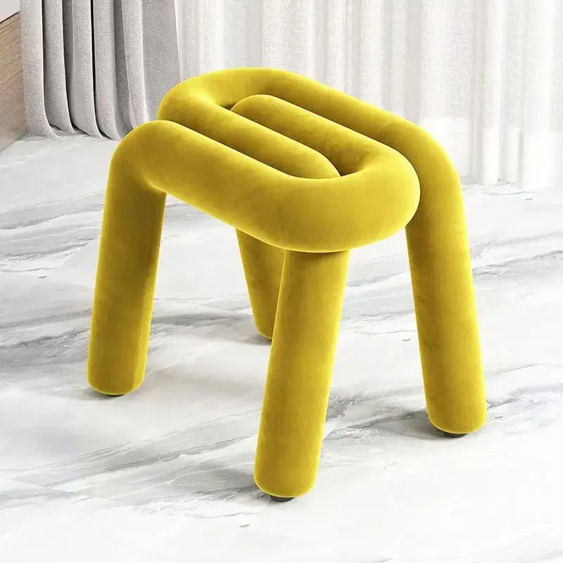Plush Irregular Velvet Makeup Chair For Girls Bedroom