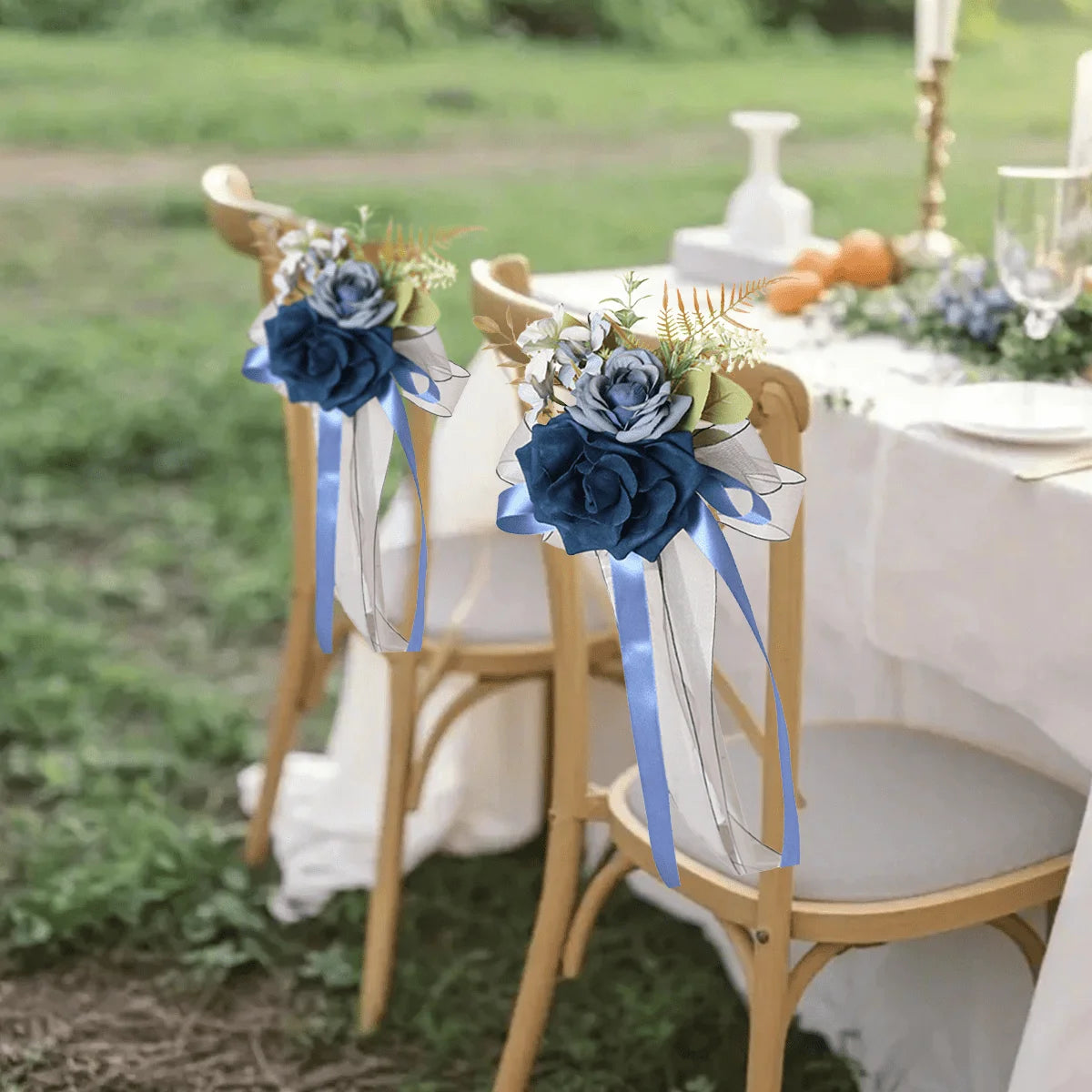CN Zhejiang 4Pcs Wedding Aisle Pew Flowers Ribbons Chair