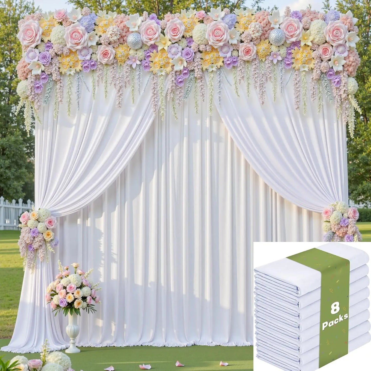 8 Panel Polyester Backdrop Curtain For Weddings And Parties