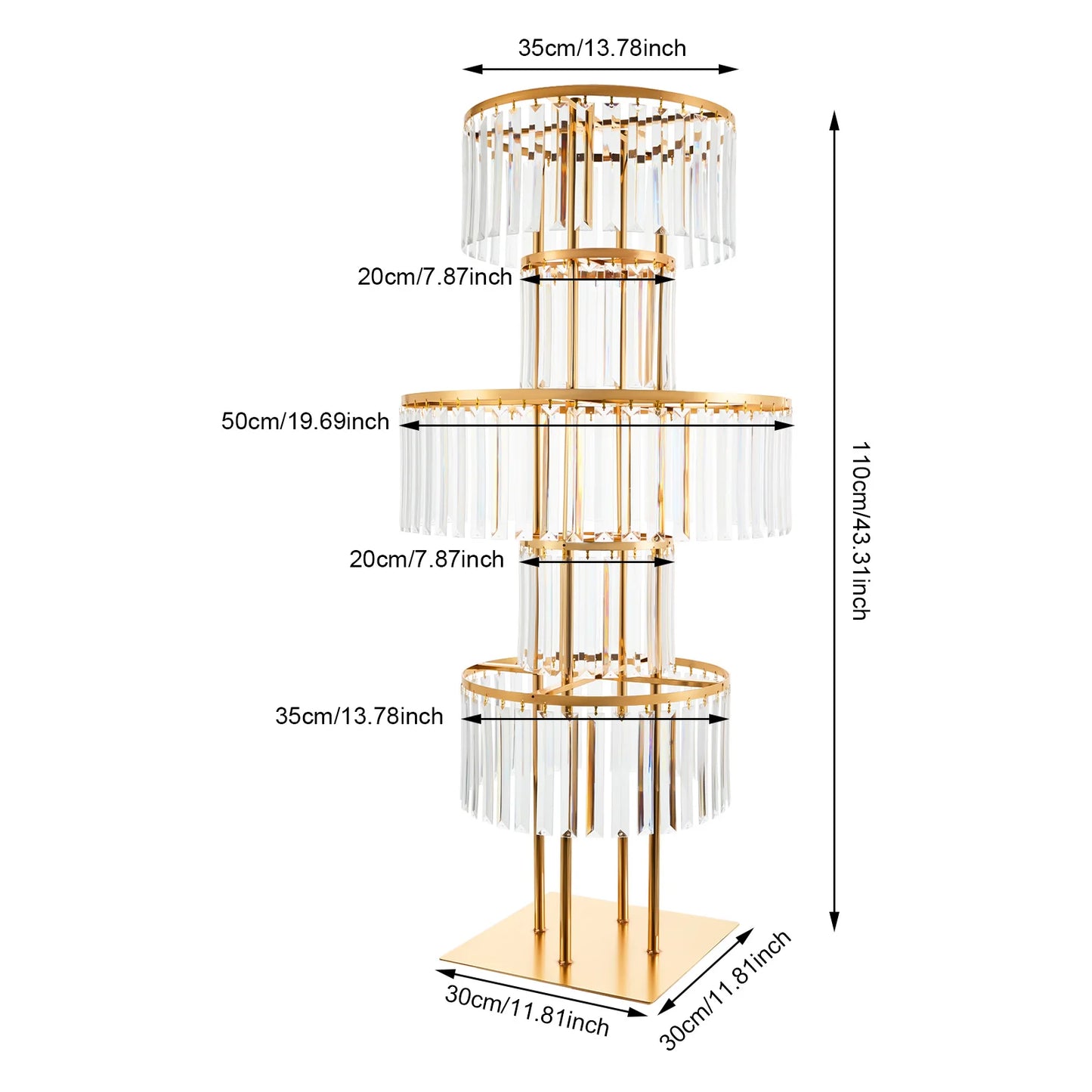5 Tier Wedding Flower Stand With Crystal Pendants Centerpiece