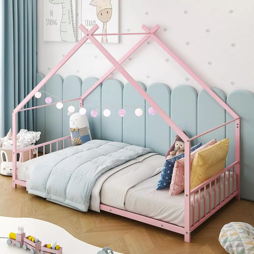 XMSJ Metal Toddler Bedstead With Slats No Box Spring