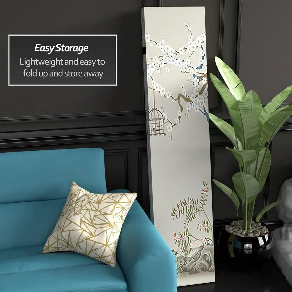 Canvas Room Divider Birds And Plum Blossoms Four Panel