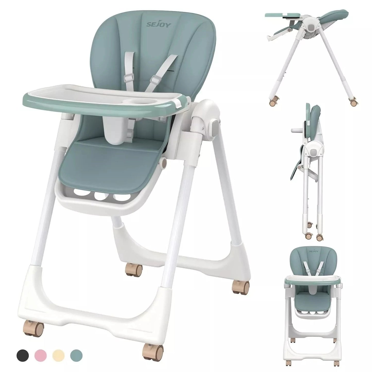 Sejoy Baby High Chair Foldable With Adjustable Tray