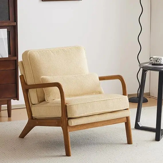 Mid Century Modern Accent Chair with Pillow Upholstered Lounge Armchair