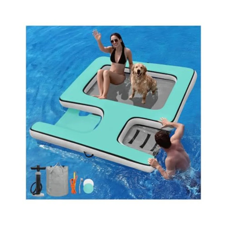 Inflatable Floating Dock Platform With Water Ramp And Ladder