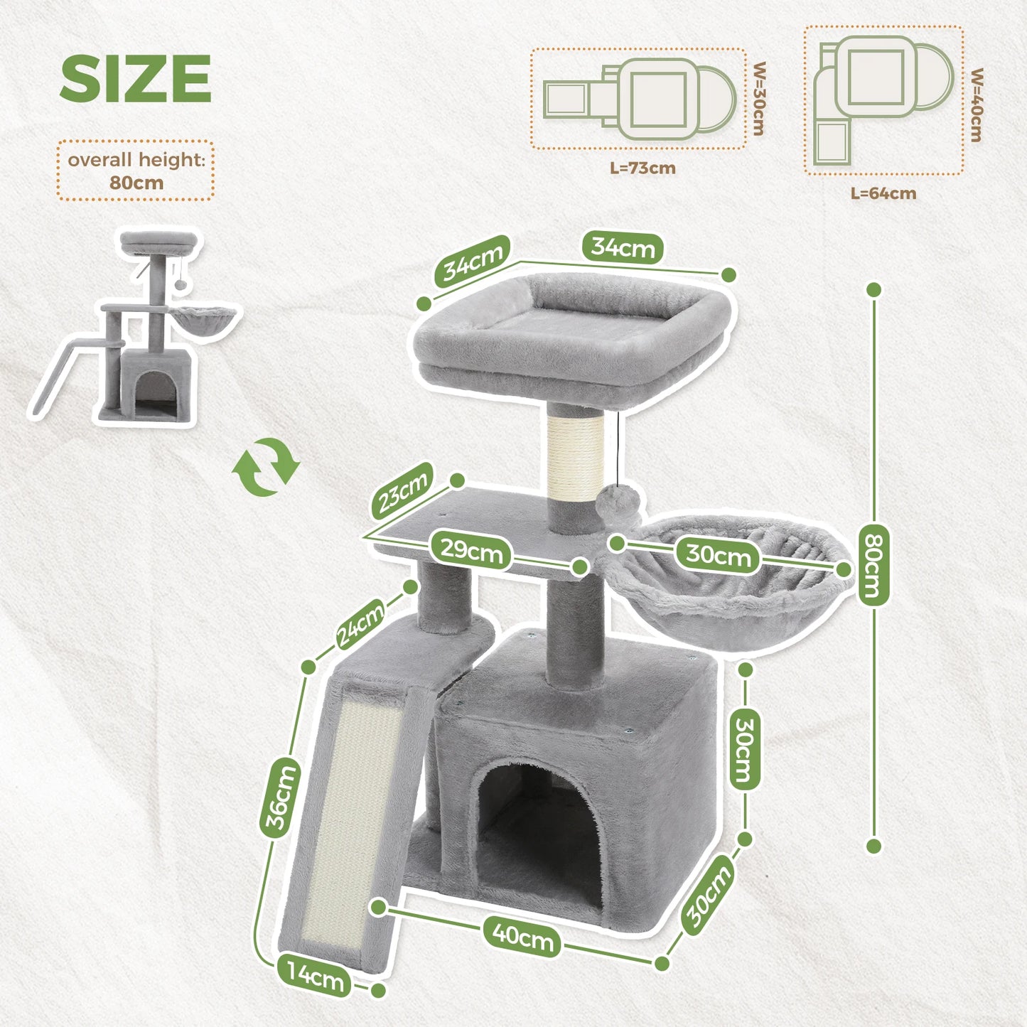PAWZ Road Cat Tower For Indoor Cats Scratching Posts