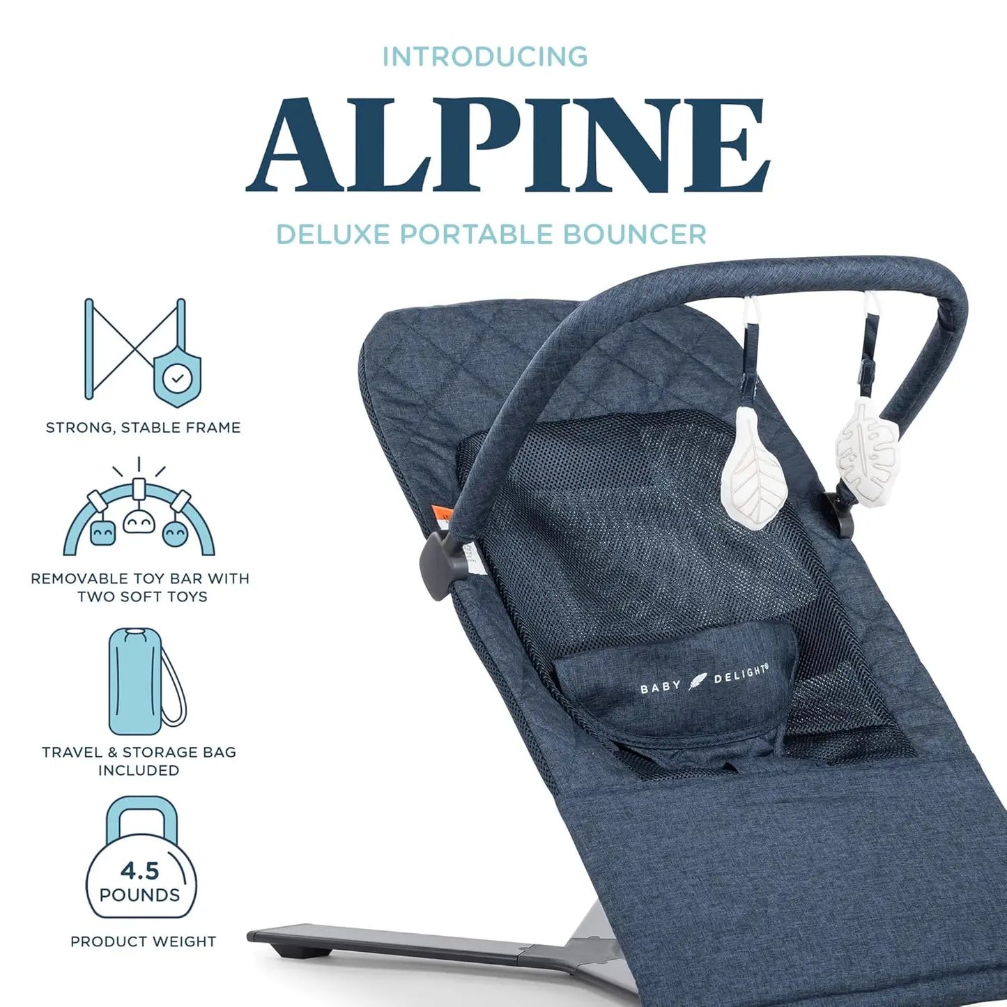 Portable Infant Bouncer With Three Recline Positions