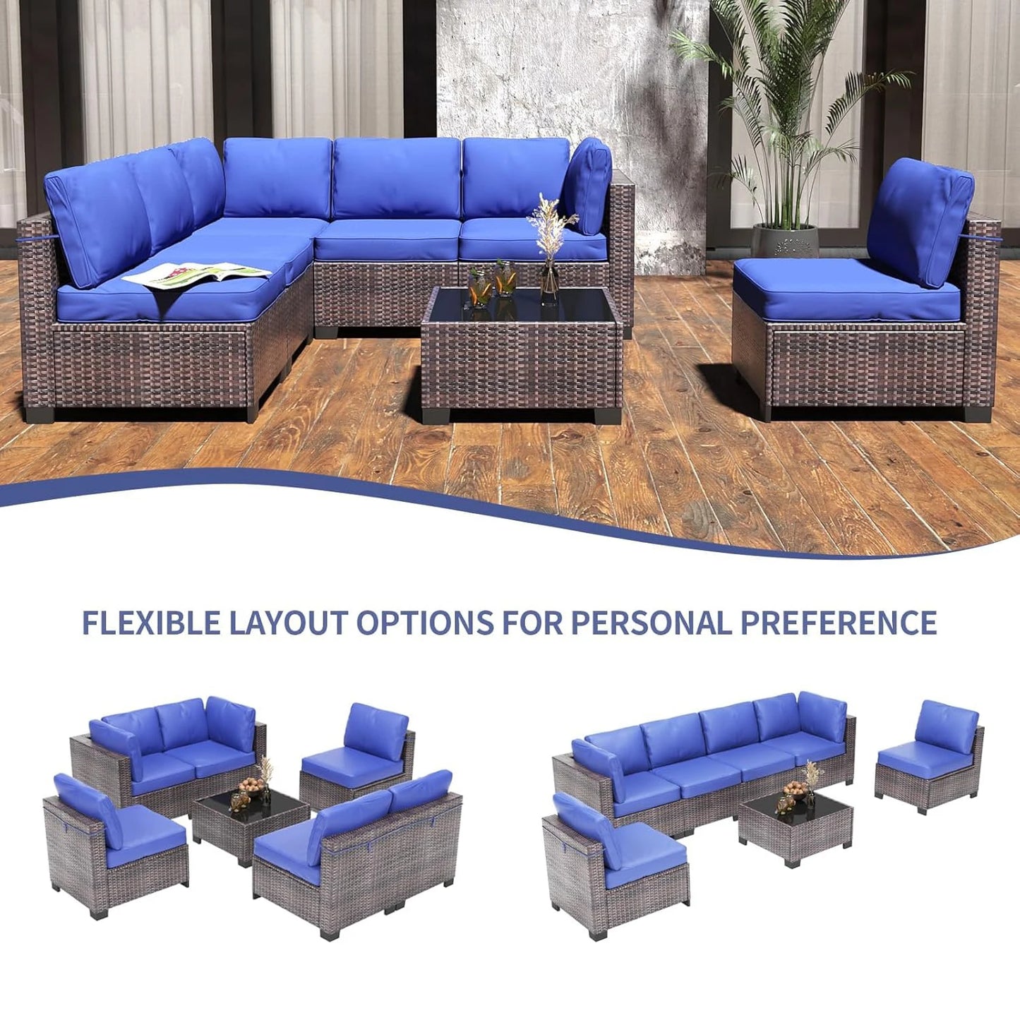 HobbyLane Modular Outdoor Furniture Set With PE Rattan Wicker