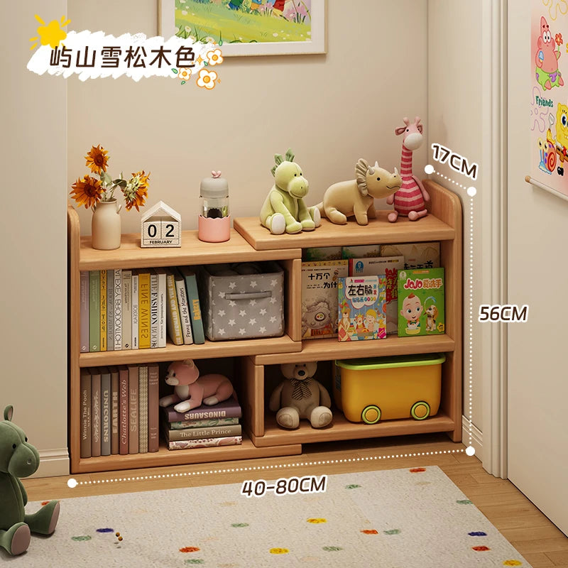Solid Wood Corner Bookshelf Wall Mounted Storage Cabinet