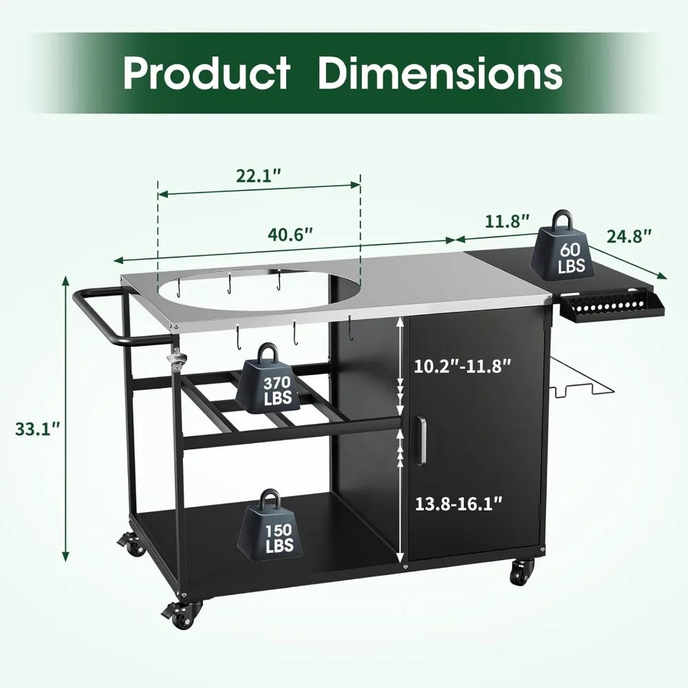 DAFIFY Big Green Egg Grill Cart With Wheels And Storage