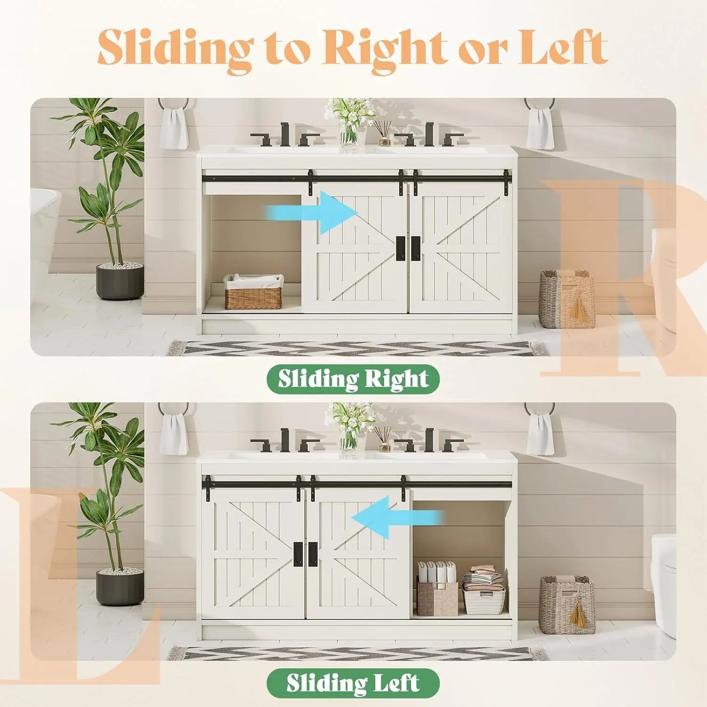 Double Vanity Sink Combo With Dual Basins Sliding Doors