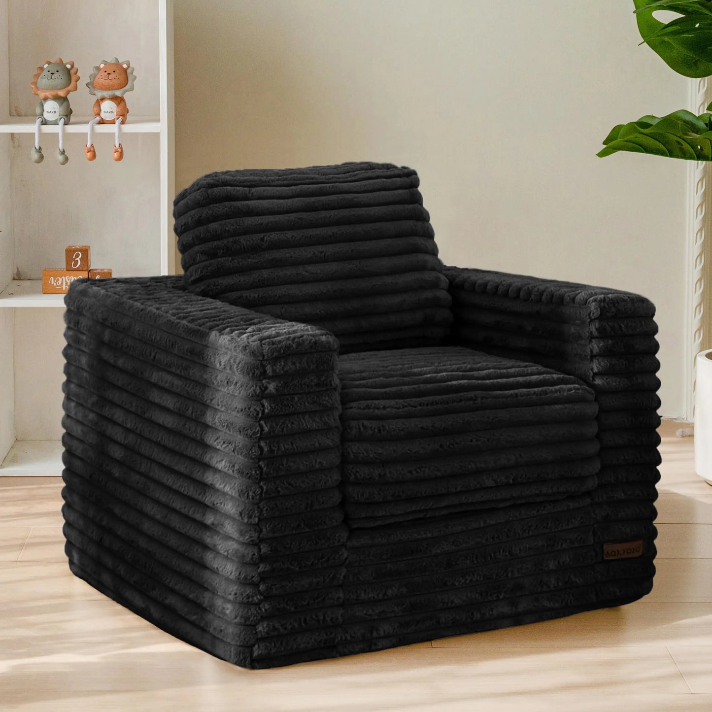 XIUWO Kids Bean Bag Chair With Pillows Faux Fur Comfort