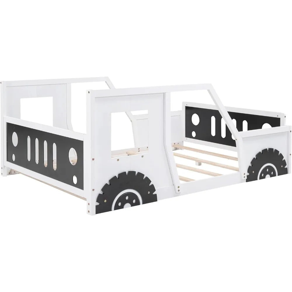 DAFIFY Car Bed Montessori Floor Bed With Fence Door