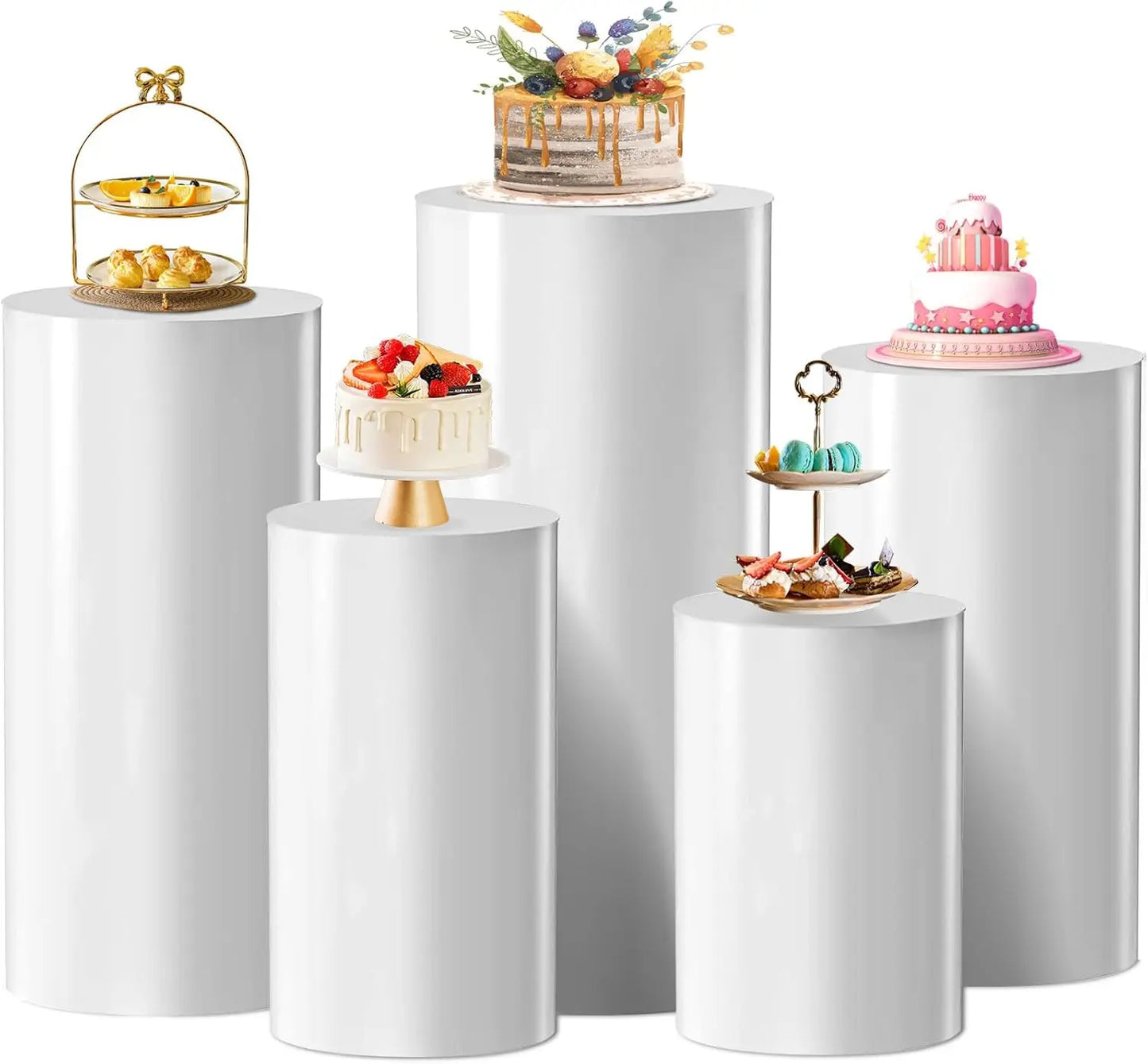 Cylinder Cake Stands Set of 5 Metal Pedestals