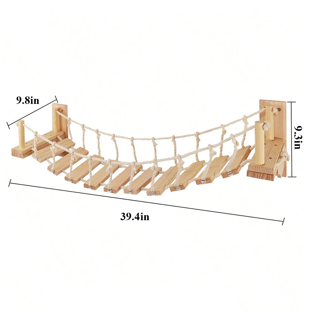 PETRAVELCN Wall Mounted Cat Bridge With Sisal Wood Steps