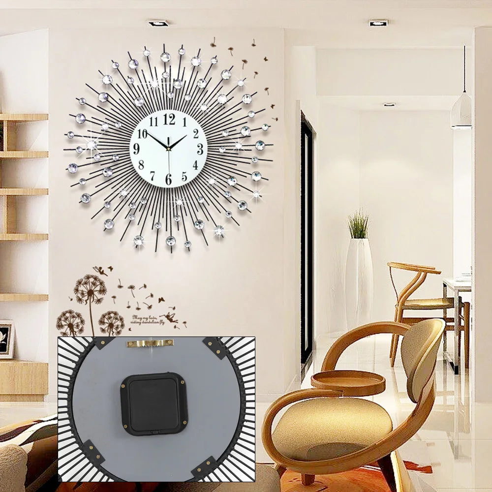 Hign-Concerned Wall Clock Diamond Studded Bling Luxe Decor