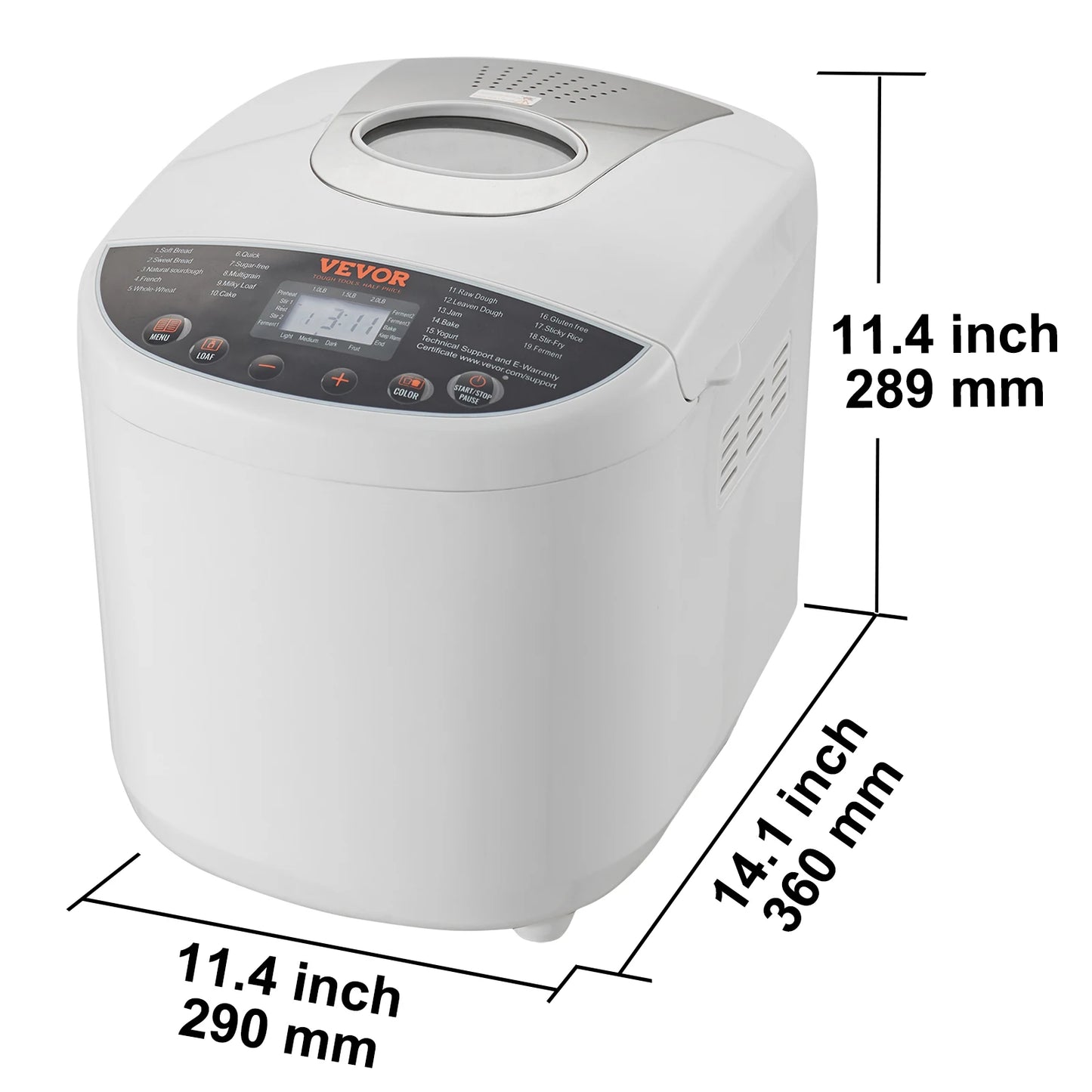 SucceBuy 15-In-1 Bread Maker With Gluten Free Setting Nonstick Ceramic Pan