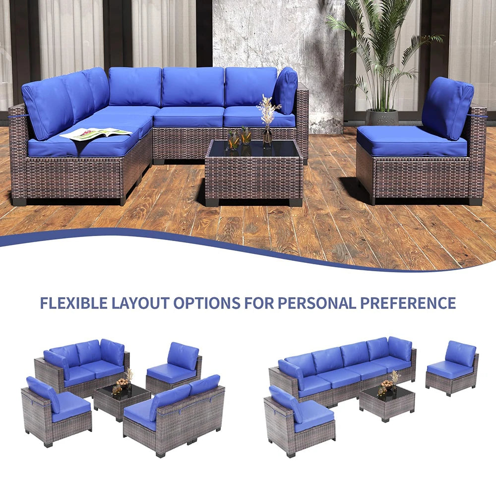HiMISS 7 Piece PE Rattan Patio Set